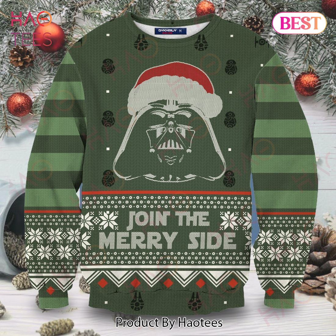 SW Ugly Sweater Join The Merry Side Sith Christmas Pattern Green Sweater 2022