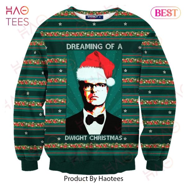 The Office Christmas Sweater Dreaming Of A Dwight Christmas Green Ugly Sweater 2022
