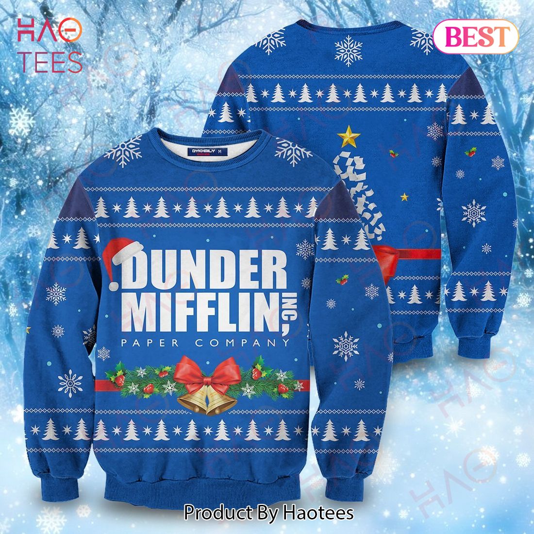 The Office Christmas Sweater Dunder Mifflin Paper Company Blue Ugly Sweater 2022