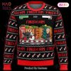 Trump Ugly Christmas Sweater Trump Finish Him Pattern Black Red Sweater 2022
