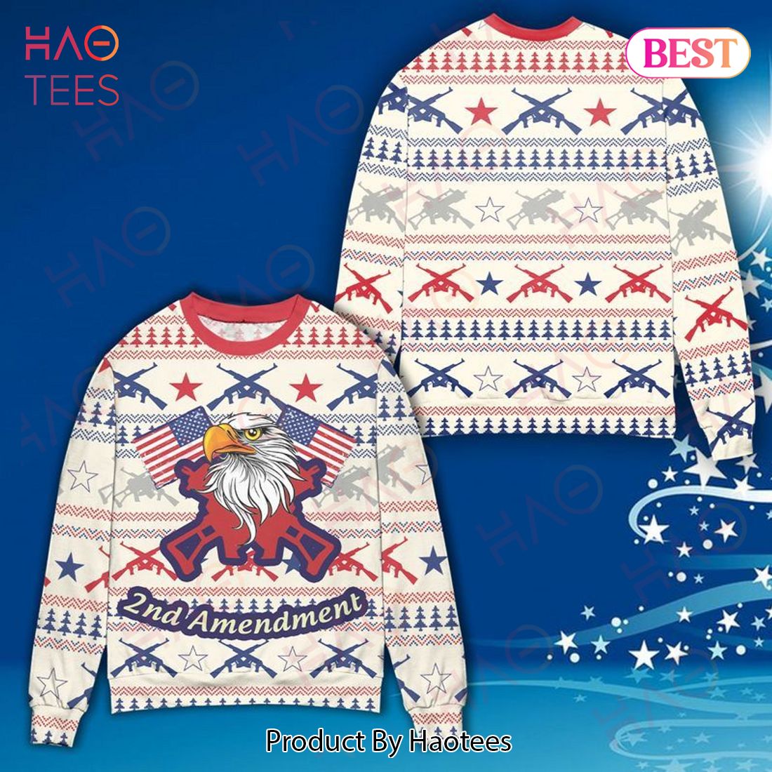 Veteran Sweater Eagle 2nd Amendment American Flag White Christmas Ugly Sweater 2022 Veteran Sweater Eagle 2nd Amendment American Flag White Christmas Ugly Sweater 2022