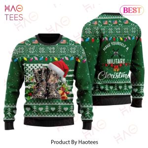 Veteran Sweater Have Yourself A Military Christmas Veteran Green Ugly Sweater 2022