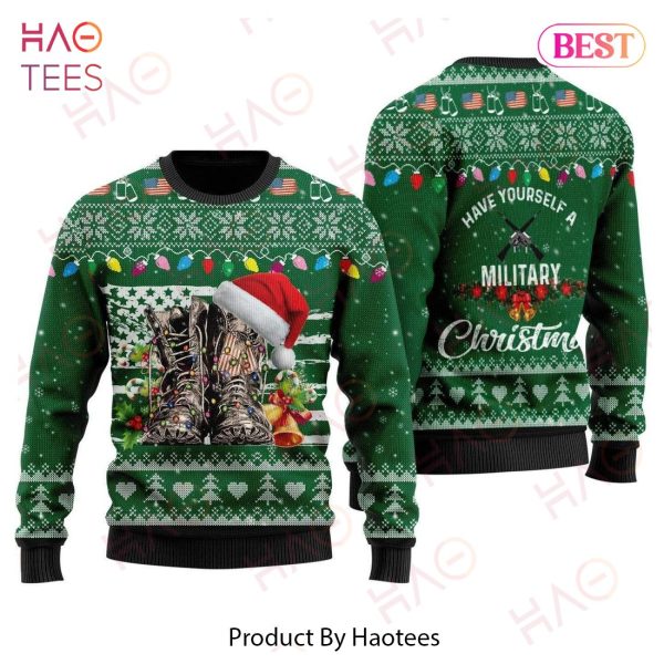 Veteran Sweater Have Yourself A Military Christmas Veteran Green Ugly Sweater 2022