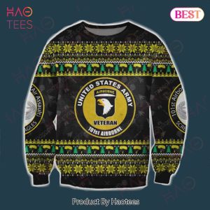 Veteran Sweater United States Airborne Veteran 101st Airborne Yellow Black Ugly Sweater 2022
