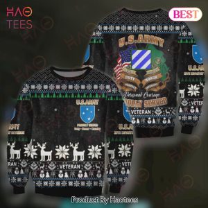 Veteran Sweater US Army Personal Courage Proudly Served Black Christmas Ugly Sweater 2022