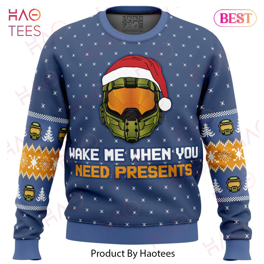 Wake Me When You Need Presents Halo Ugly Christmas Sweater Wake Me When You Need Presents Halo Ugly Christmas Sweater