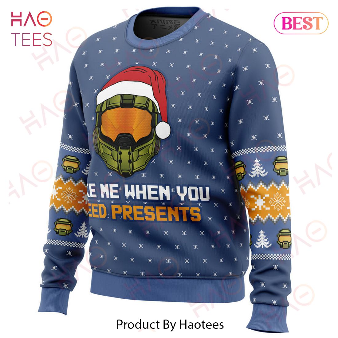 Wake Me When You Need Presents Halo Ugly Christmas Sweater Wake Me When You Need Presents Halo Ugly Christmas Sweater