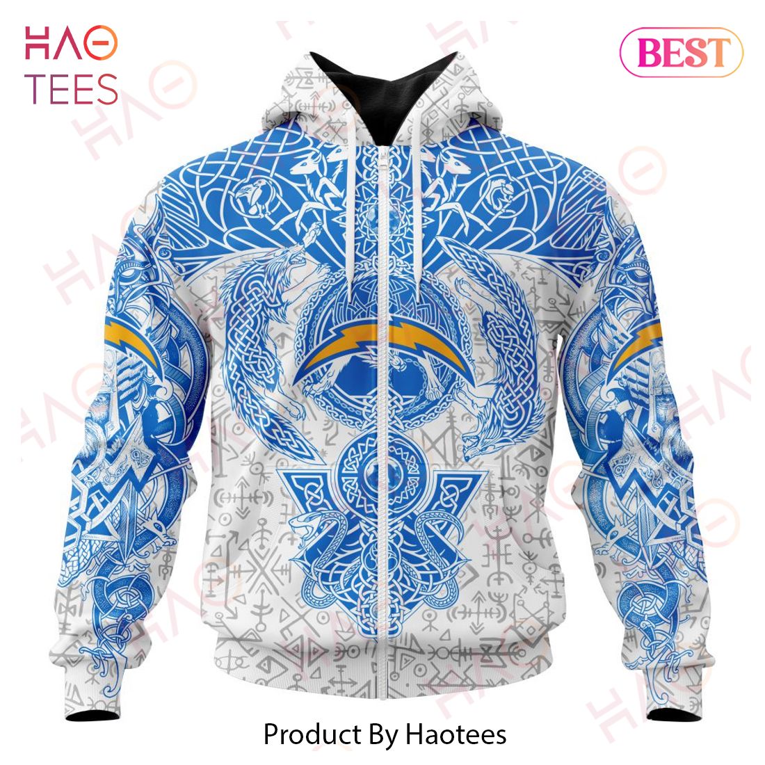 NFL Los Angeles Chargers Norse Viking Symbols 3D Hoodie NFL Los Angeles Chargers Norse Viking Symbols 3D Hoodie