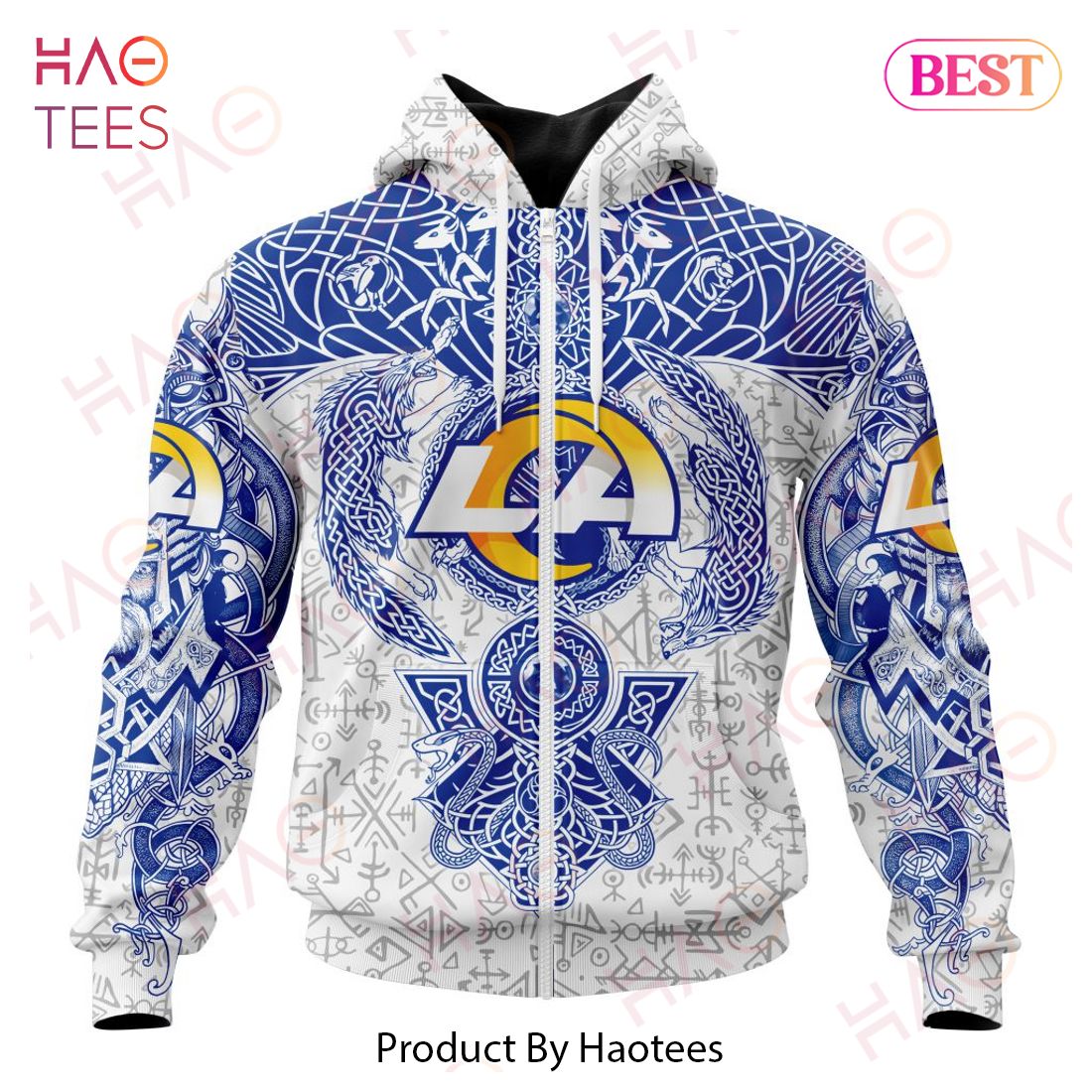 NFL Los Angeles Rams Norse Viking Symbols 3D Hoodie NFL Los Angeles Rams Norse Viking Symbols 3D Hoodie