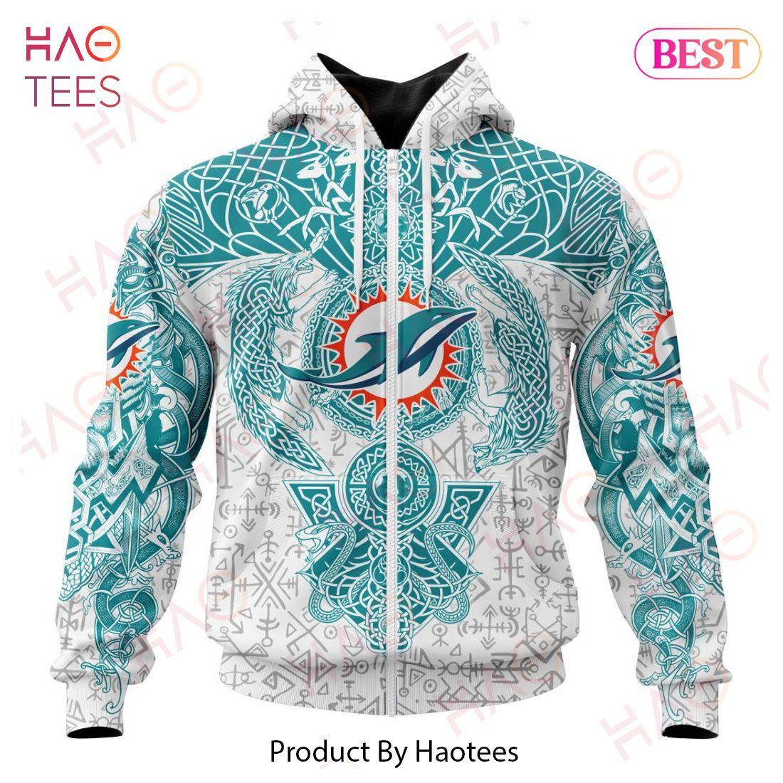 NFL Miami Dolphins Norse Viking Symbols 3D Hoodie NFL Miami Dolphins Norse Viking Symbols 3D Hoodie