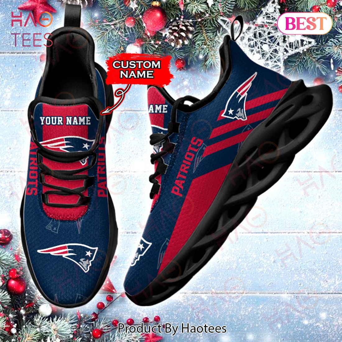 BEST NFL New England Patriots Max Soul Sneaker Custom Name