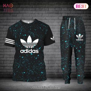 BEST Adidas Black Mix Blue Luxury Brand T-Shirt And Pants Limited Edition