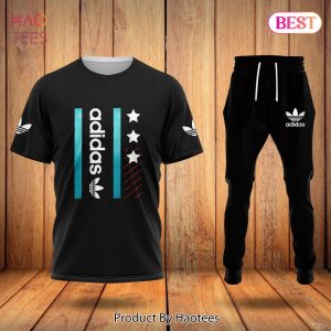 BEST Adidas Full Black Mix White Logo Luxury Brand T-Shirt And Pants Limited Edition
