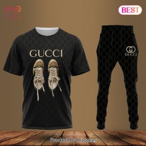 BEST Gucci Luxury Brand Shoe Pattern 3D T-Shirt And Pants POD Design