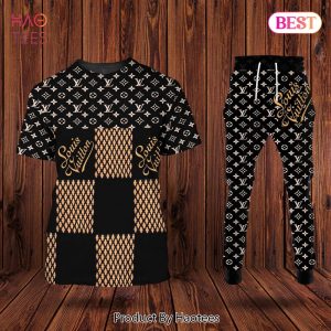 BEST Louis Vuitton Full Printing Pattern Luxury Brand T-Shirt And Pants Limited Edition