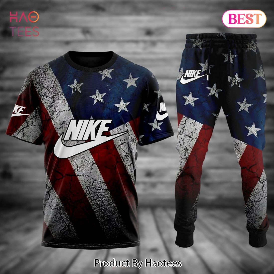 BEST Nike American Flag Luxury Brand T-Shirt And Pants POD Design