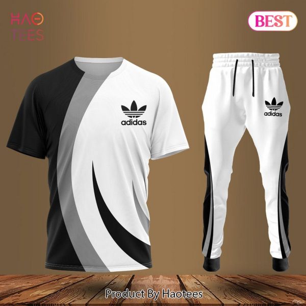 HOT Adidas Black Mix White Luxury T-Shirt And Pants Limited Edition
