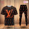 HOT Louis Vuitton Black Gold Brown Luxury Brand T-Shirt And Pants All Over Printed