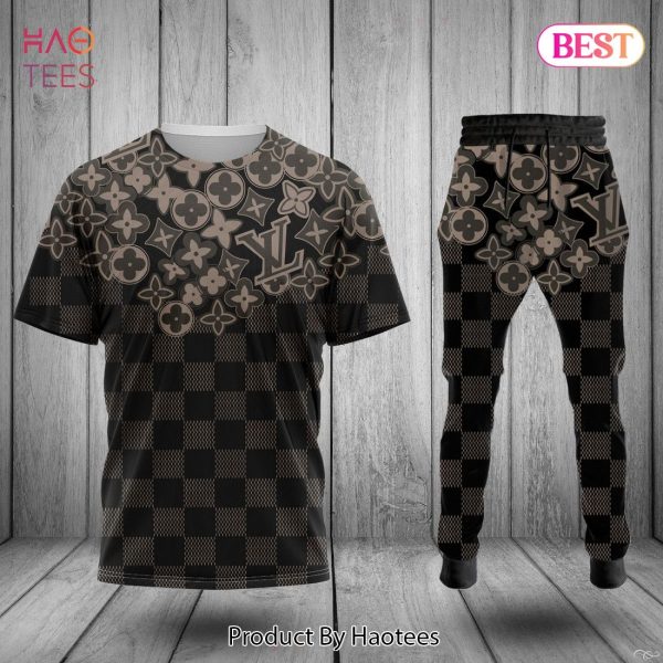 HOT Louis Vuitton Basic Pattern Logo Luxury Brand T-Shirt And Pants Limited Edition