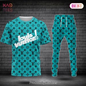 HOT Louis Vuitton Blue Mix Black Luxury Brand T-Shirt And Pants POD Design