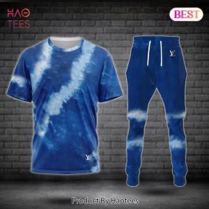 HOT Louis Vuitton Blue Tie Dye Luxury Brand T-Shirt And Pants Limited Edition