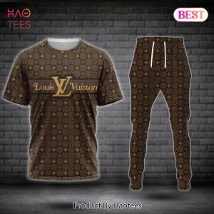 HOT Louis Vuitton Dark Brown Luxury Brand T-Shirt And Pants Limited Edition