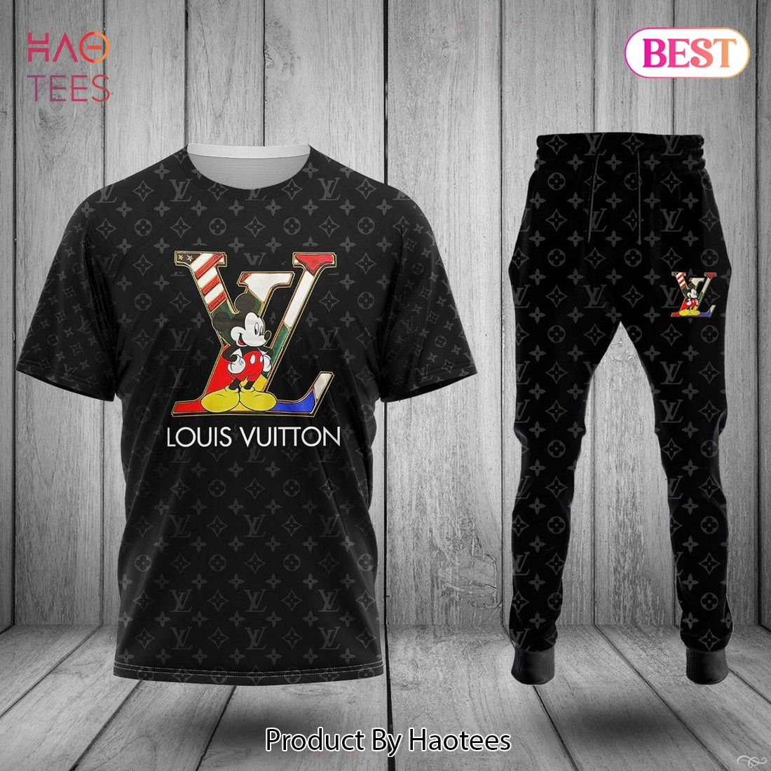 HOT Louis Vuitton Mickey Mouse Luxury Brand T-Shirt And Pants Limited Edition
