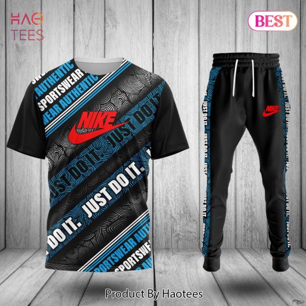 HOT Nike Black Grey Blue Luxury Brand T-Shirt And Pants POD Design