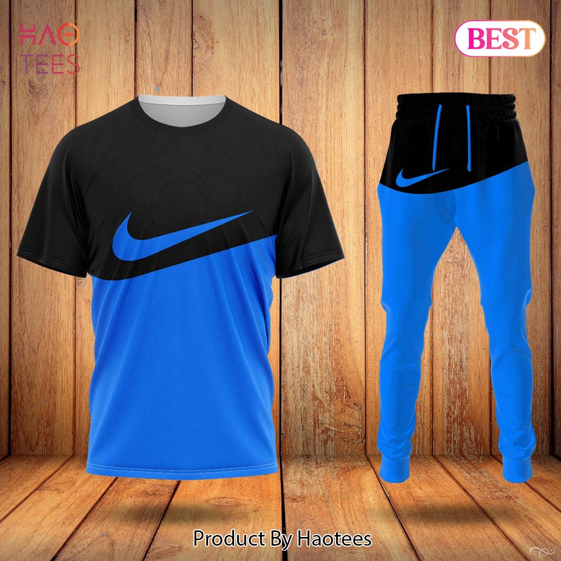 HOT Nike Luxury Brand Blue Mix Black T-Shirt And Pants Limited Edition Luxury Store