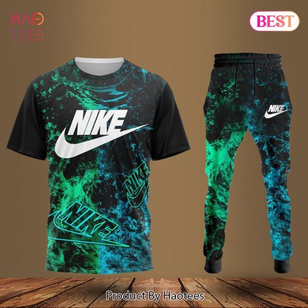 HOT Nike Tie Dye Blue Green Luxury Brand T-Shirt And Pants Limited Edition