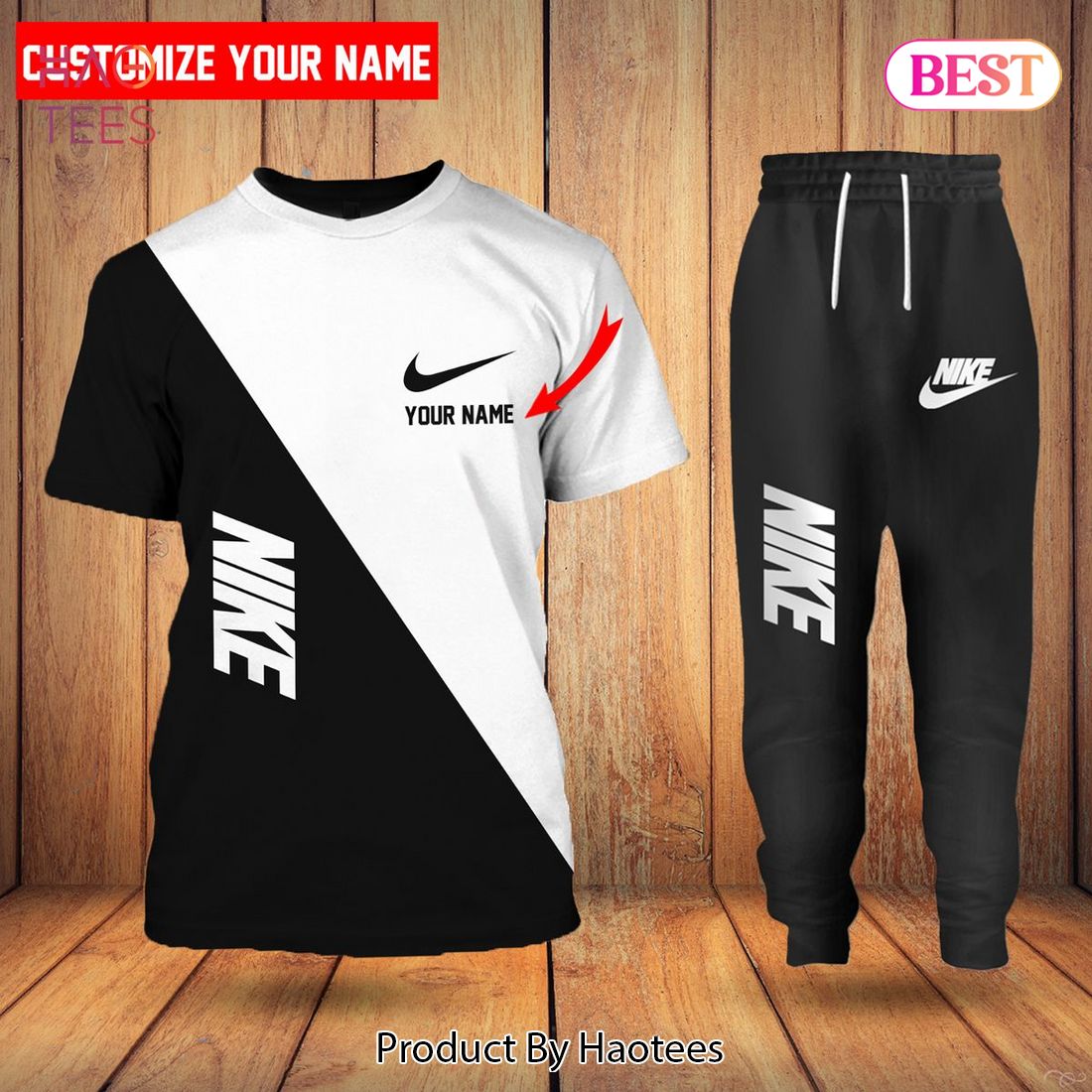 NEW Nike Basic Color Black Mix White Luxury Brand T-Shirt And Pants Limited Edition