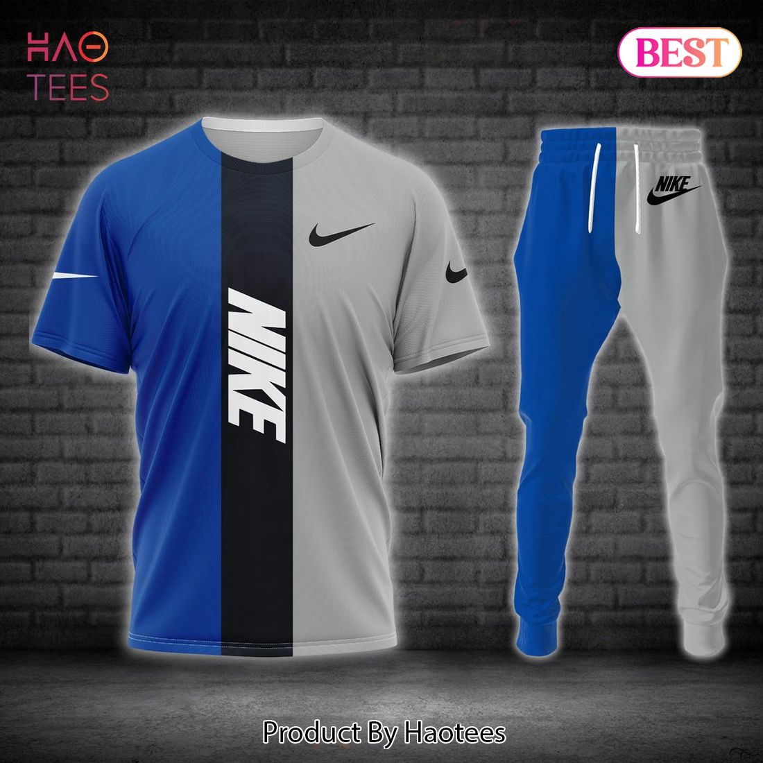 THE BEST Nike Blue Black Grey Luxury Brand T-Shirt And Pants Limited Edition