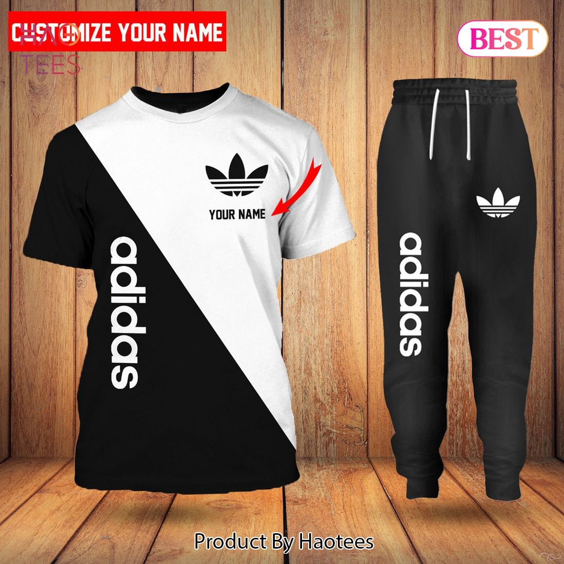 TRENDDING Adidas White Mix Black Luxury Brand T-Shirt And Pants Limited Edition