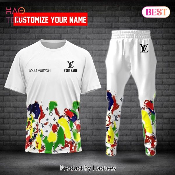 TRENDDING Louis Vuitton White Mix Color Luxury Brand T-Shirt And Pants POD Design