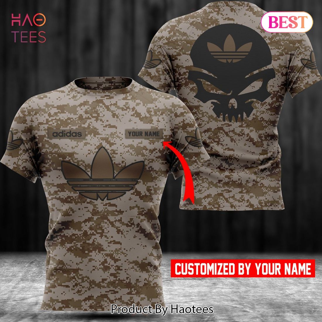 Adidas Luxury Brand Camouflage Style 3D T-Shirt