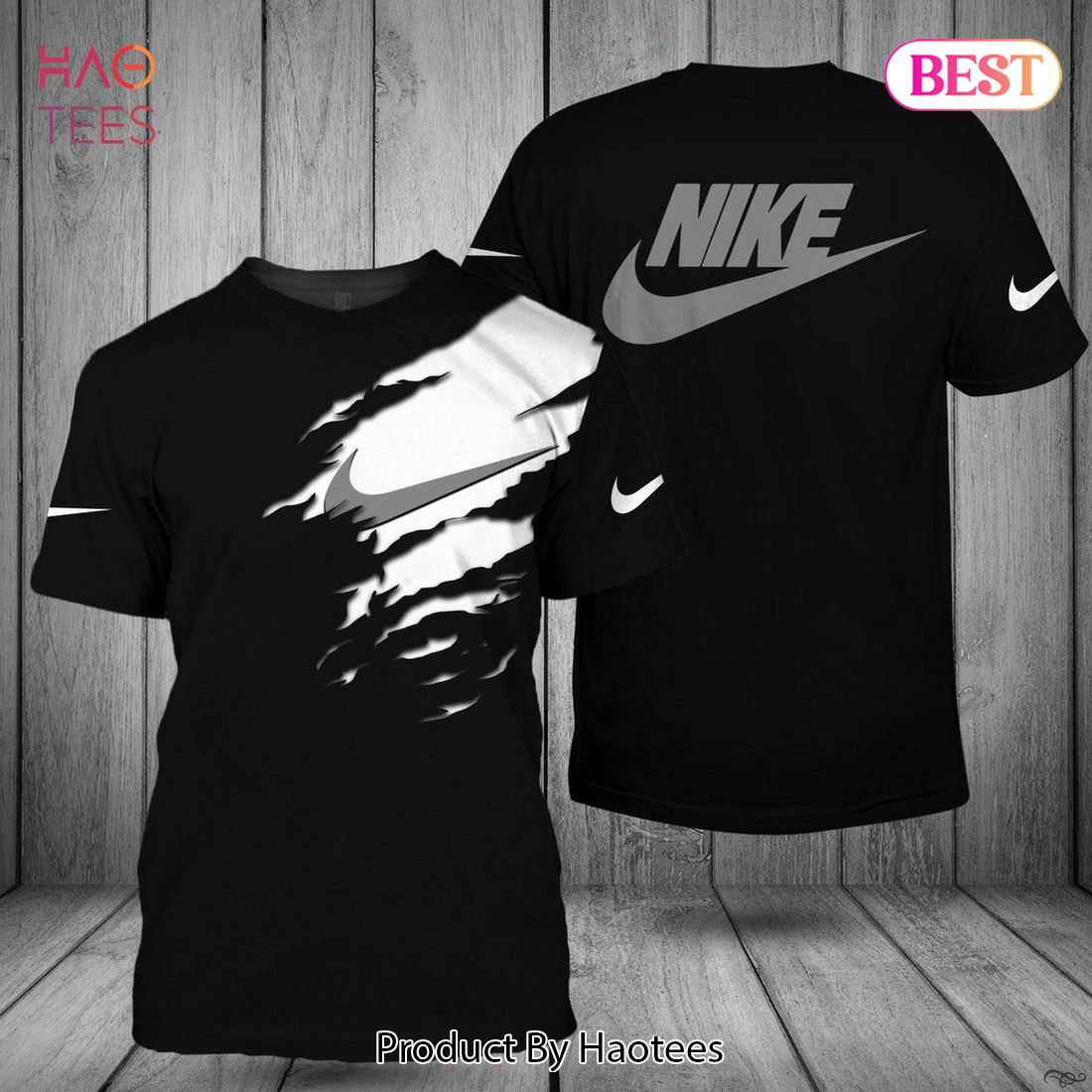 AVAILABLE Nike Full Black Mix Grey Logo Luxury Brand 3D T-Shirt Limited Edition