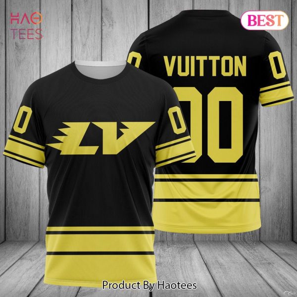 BEST Louis Vuitton Luxury Brand Black Gold 3D T-Shirt All Over Printed