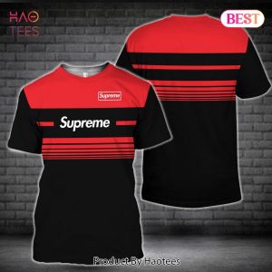 BEST Supreme Black Red Horizontal Stripes Style 3D T-Shirt Limited Edition