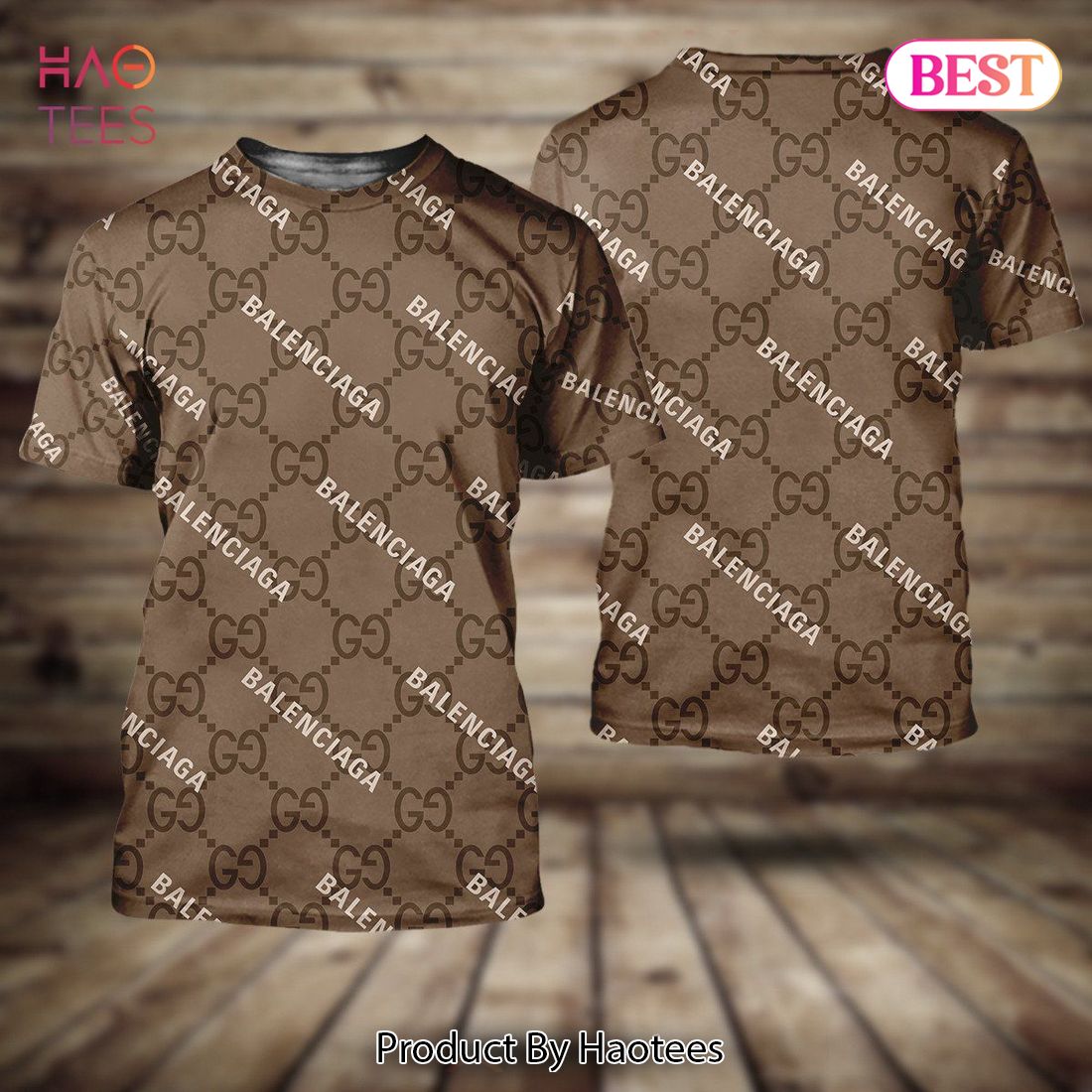 Gucci Mix Balenciaga Brown Luxury Color 3D T-Shirt Limited Edition