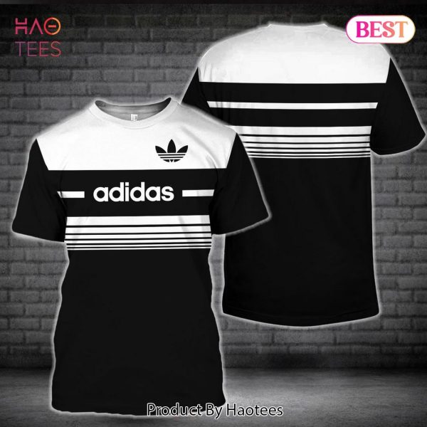 HOT Adidas 3D T-Shirt Black And White Half Stripe