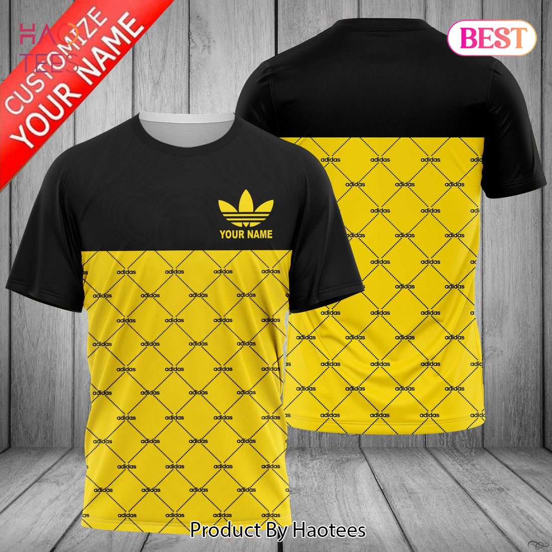 HOT Adidas Luxury Brand Black Gold 3D T-Shirt