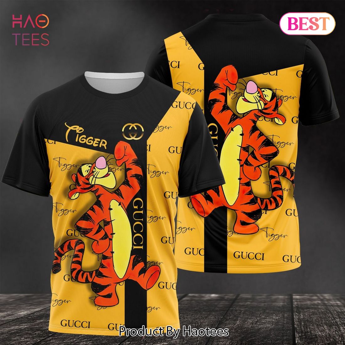HOT Gucci Luxury Brand Disney Tigger Black Mix Gold 3D T-Shirt Limited Edition