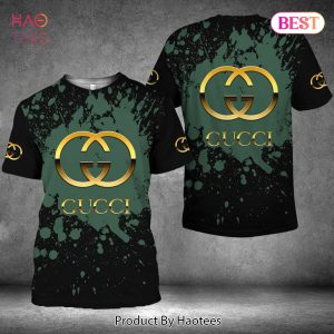 HOT Gucci Luxury Brand Gold Logo Green Paint Flakes