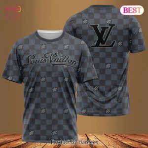HOT Louis Vuitton Dark Color 3D T-Shirt Square Stripes Limited Edition