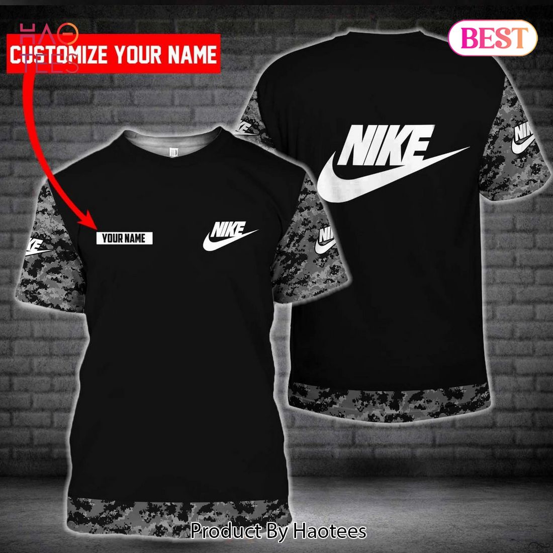 HOT Nike Army Camouflage Pattern Luxury Brand 3D T-Shirt Limited Edition