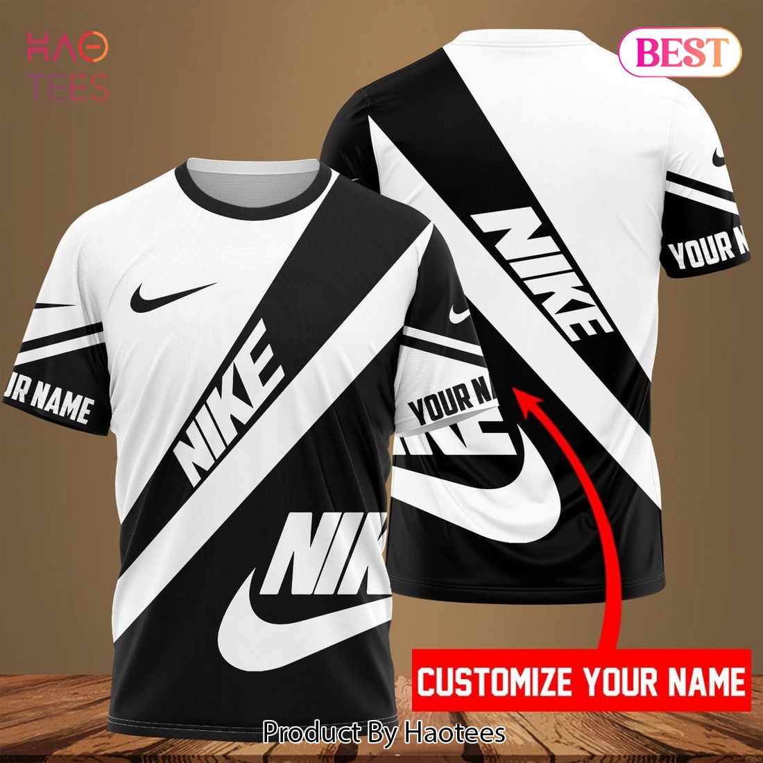 HOT Nike Black White Luxury Brand 3D T-Shirt POD Design
