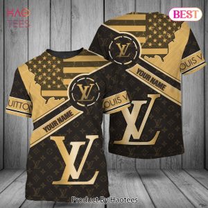 Louis Vuitton Black Mix Gold Luxury Color Modern Style 3D T-Shirt