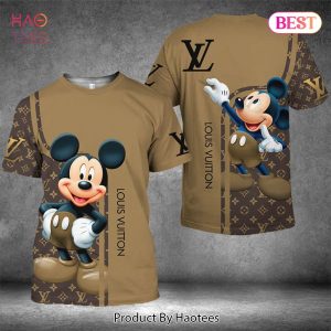 Louis Vuitton Mickey Mouse Luxury Brand Brown Color 3D T-Shirt