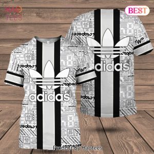 NEW Adidas 3D T-Shirt White Logo Mix Vertical Stripes