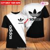NEW Adidas Luxury Brand Black Red Mix White 3D T-Shirt